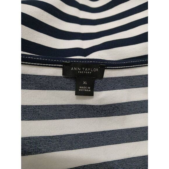 Banana republic womens xl blue white Nautical stripe stretch cap sleeve top - Picture 4 of 5